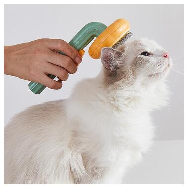 Гребінець для шерсті котів і собак з кнопкою Vailge PGB-A (Помаранчево-зелений) фото №3