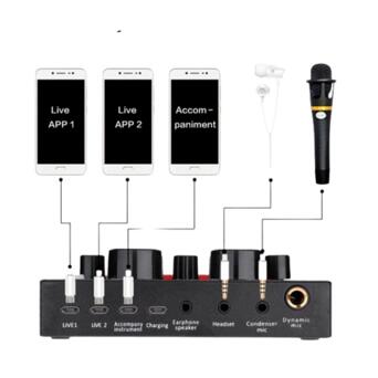Зовнішня звукова карта адаптер аудіоінтерфейс Bluetooth Live Sound Card V8 USB-гарнітура для мікрофона чорний (7635_389) фото №3