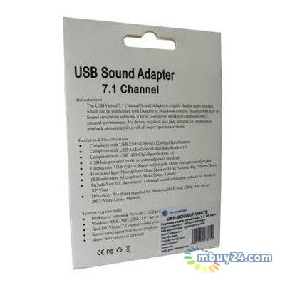 Звукова плата Dynamode USB 8 3D RTL (USB-SOUND7-WHITE) фото №8