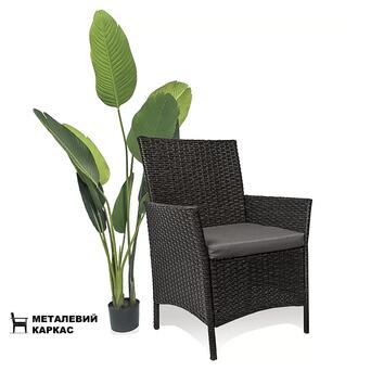 Крісло для вулиці Just Relax Classic темно-коричневого кольору з Ротангу зі сталевим каркасом (1 Крісло) фото №1