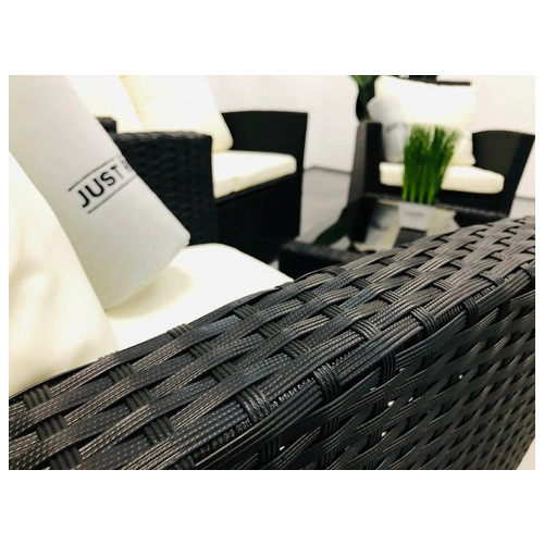 Набір садових меблів Just Relax Comfort Style Black з Ротангу зі сталевим каркасом Чорний (Диван, стіл, Крісло х2 шт.) фото №6