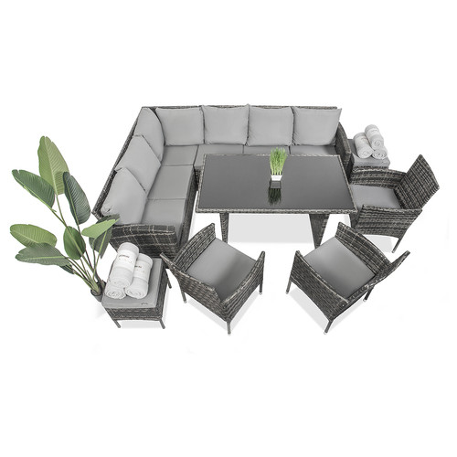 Набір садових меблів Just Relax Marseille 3 SFS Grey з Ротангу зі сталевим каркасом (Стіл, Диван, Пуф - 3шт.) фото №2