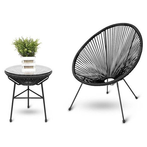 Набір садових меблів Just Relax Acapulco SET-1 Black з Ротангу зі сталевим каркасом Чорний (Крісло та Стіл) фото №2