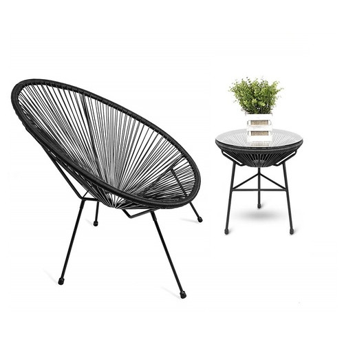 Набір садових меблів Just Relax Acapulco SET-1 Black з Ротангу зі сталевим каркасом Чорний (Крісло та Стіл) фото №3