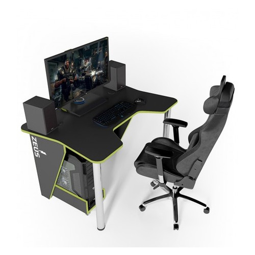 Геймерський ігровий стіл Zeus IGROK-3 Чорний/Зелений фото №1