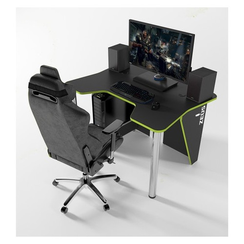 Геймерський ігровий стіл Zeus IGROK-3 Чорний/Зелений фото №2