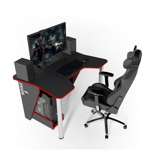 Геймерський ігровий стіл Zeus IGROK-3 Чорний/Червоний фото №1