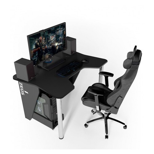 Ігровий стіл Zeus IGROK-3L чорний/чорний з LED підсвічуванням фото №1