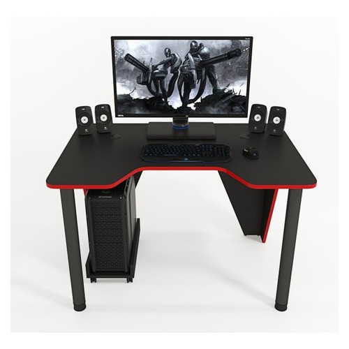Геймерський ігровий стіл Zeus IVAR-1400 чорний/червоний фото №2