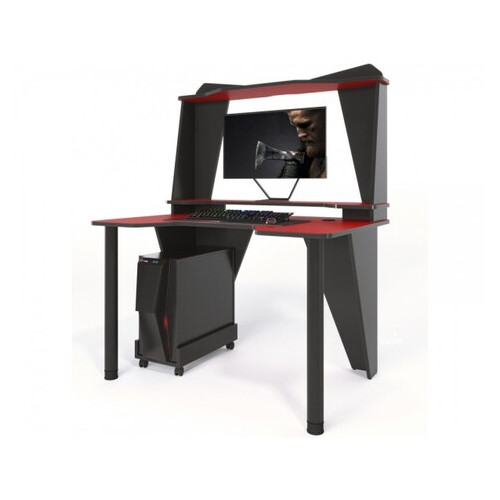 Геймерський ігровий стіл Zeus IVAR-2 (1200 мм) червоний/чорний фото №2