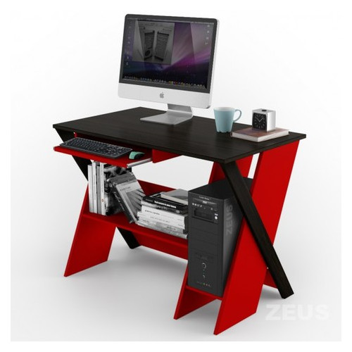 Комп'ютерний стіл Comfy Home Zhuk Венге/Червоний фото №1