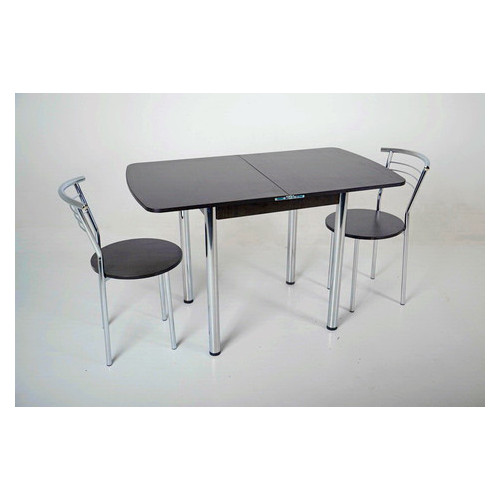 Комплект розкладний стіл Тавол Овале 2 стільці хром Венге фото №3