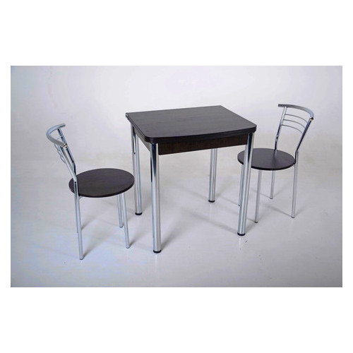 Комплект розкладний стіл Тавол Овале 2 стільці хром Венге фото №1