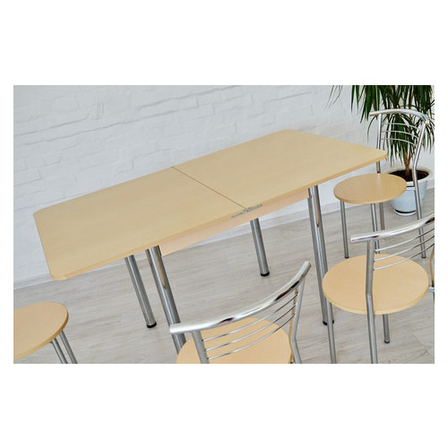 Розкладний стіл Тавол Гранді 4 стільці 80смхх70см (140смх80см) ноги метал хром Молочний фото №2