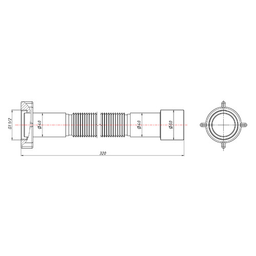 Гнучка труба Lidz (WHI) 60 01 G002 00 з накидною гайкою 1 1/2 довжина 600 мм фото №2