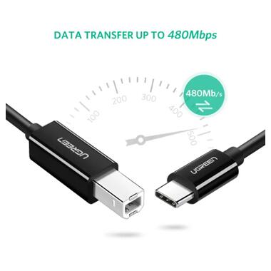 Кабель для принтера USB-C 2.0 to BM 2.0m US241 черный Ugreen (50446) фото №4