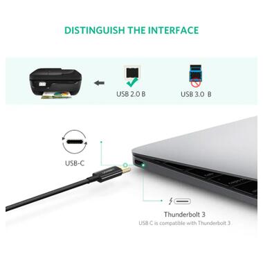 Кабель для принтера USB-C 2.0 to BM 2.0m US241 черный Ugreen (50446) фото №3