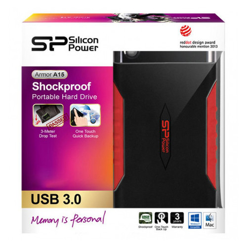 Внешний жеский диск 1TB Silicon Power Armor A15 2.5 USB 3.0 black/red (SP010TBPHDA15S3L) фото №1