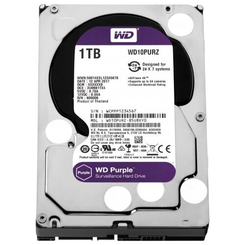 Жорсткий диск Western Digital 1.0TB Purple (WD10PURZ) фото №1