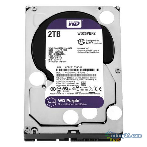 Жорсткий диск Western Digital 2.0TB Purple (WD20PURZ) фото №1