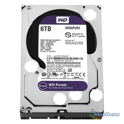 Жорсткий диск Western Digital 6.0TB Purple (WD60PURZ) фото №1