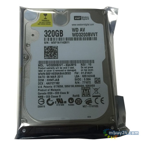 Жорсткий диск Western Digital SATA 320GB 5400rpm 8MB Refurbished (WD3200BVVT) фото №4