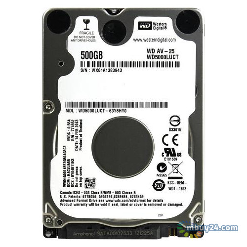 Жорсткі диски Western Digital HDD 2.5 SATA 500GB AV-25 16MB 5400rpm (WD5000LUCT) Refurbished фото №1