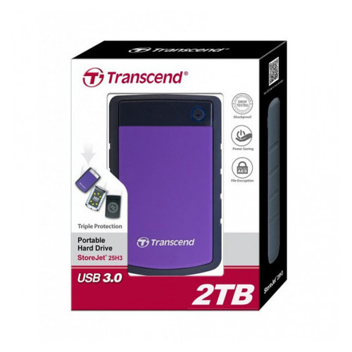 Зовнішній жорсткий диск 2TB Transcend StoreJet 25H3P 2.5 USB 3.0 (TS2TSJ25H3P) фото №3