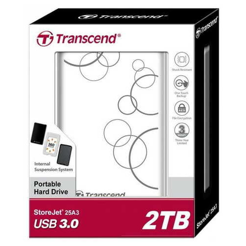 Зовнішній жорсткий диск 2TB Transcend StoreJet 25A3 2.5 USB 3.0 white (TS2TSJ25A3W) фото №4