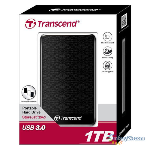 Зовнішній жорсткий диск Transcend StoreJet 25A3 1TB 2.5 USB 3.0 (TS1TSJ25A3K) фото №4