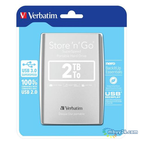 Жесткий диск Verbatim Store'n'Go 2 TB Silver (53189) фото №5