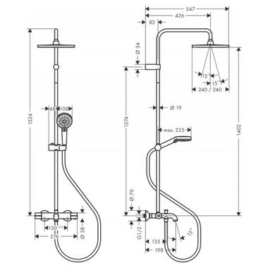 Душова система Hansgrohe  Vernis Blend Showerpipe 240 1jet  з термостатом для ванни, чорний матовий (26900670) фото №2