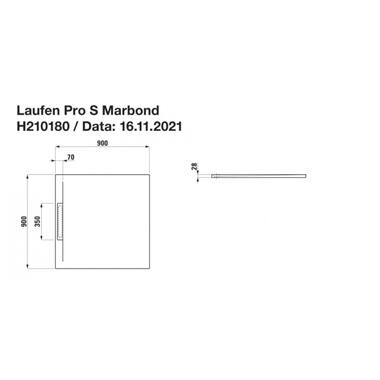 Душовий піддон  Laufen Pro S 900х900мм білий матовий (H2101800000001) фото №2
