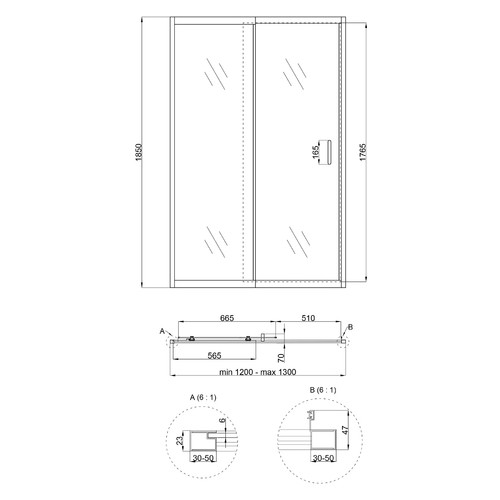 Душові двері в нішу Qtap Taurus CRM2012-13.C6 120-130x185 см скло Clear 6 мм покриття CalcLess фото №2