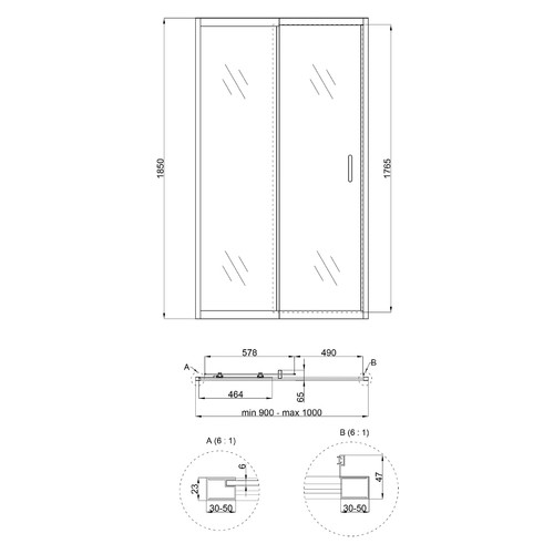 Душові двері в нішу Qtap Taurus CRM209-1.C6 90-100x185 см скло Clear 6 мм покриття CalcLess фото №2
