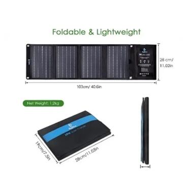 Зарядное устройство із сонячною панеллю Solar panel B401 28W + 2xUSB (Чорний) фото №2