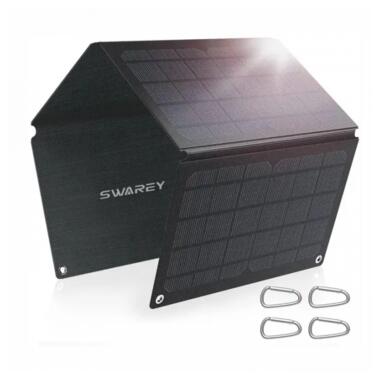 Портативна сонячна панель Solar panel SWAREY BS-030 IP67 30W на 2xUSB виходу (Чорний) фото №1