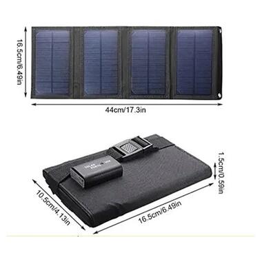 Складаний сонячний зарядний пристрій Solar panel 15W 1xUSB (X001JA) (Чорний) фото №2