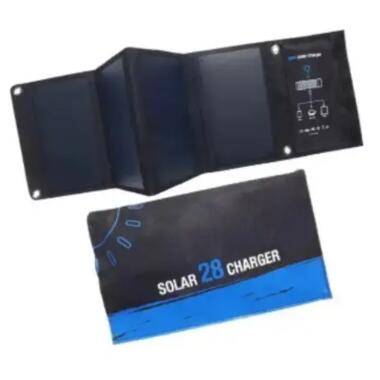 Сонячна панель Solar panel 28W B428 для зарядки гаджетів (Чорний) фото №1