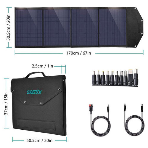 Сонячна панель для УМБ Choetech 100W (193x37см) 1x120W, 1*USB QC3.0 18W, 1*USB-C PD3.0 45W, 1xUSBA 12W (SC009) фото №4