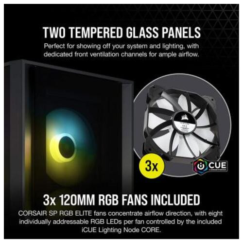 Корпус Corsair iCUE 4000X RGB Tempered Glass Black (CC-9011204-WW) фото №9