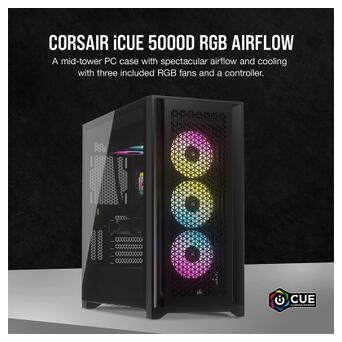 Корпус Corsair iCUE 5000D RGB AirFlow Tempered Glass Black (CC-9011242-WW) фото №5
