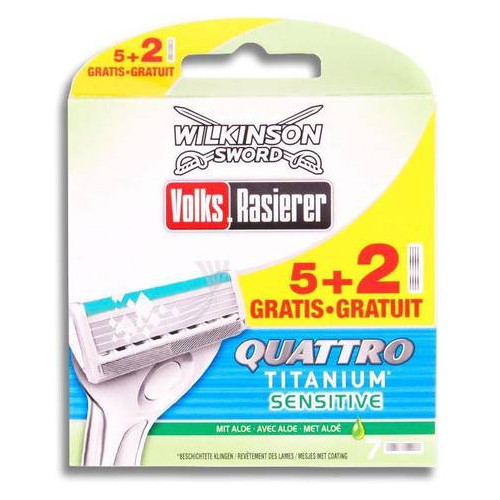 Сменные кассеты для бритья Wilkinson Quattro Titanium Sensitive 7 шт 589906 фото №1