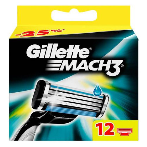 Сменные кассеты для бритья Gillette Mach 3 12 шт (722469) фото №1