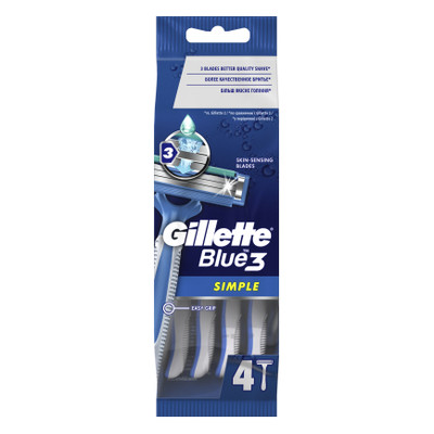 Бритва Gillette Blue Simple3 одноразова 4 шт (7702018429622) фото №1