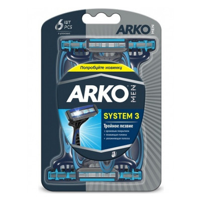 Бритва Arko T3 System потрійне лезо 6 шт. (8690506422417) фото №1