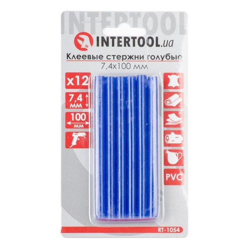 Комплект клейових стрижнів Intertool 12шт блакитних 7.4х100мм (RT-1054) фото №1