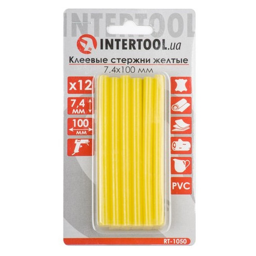 Комплект клейових стрижнів Intertool 12шт жовтих 7.4х100мм (RT-1050) фото №1