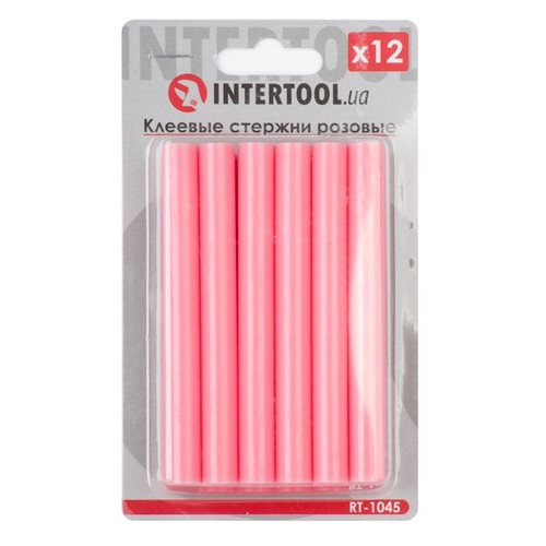 Комплект клейових стрижнів Intertool 12шт рожевих 11.2х100мм (RT-1045) фото №1