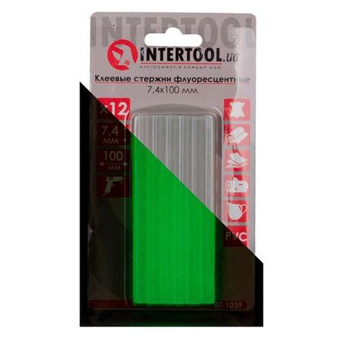 Комплект клейових стрижнів Intertool флуоресцентних 7.4 мм X 100мм 12 шт RT-1039 фото №3